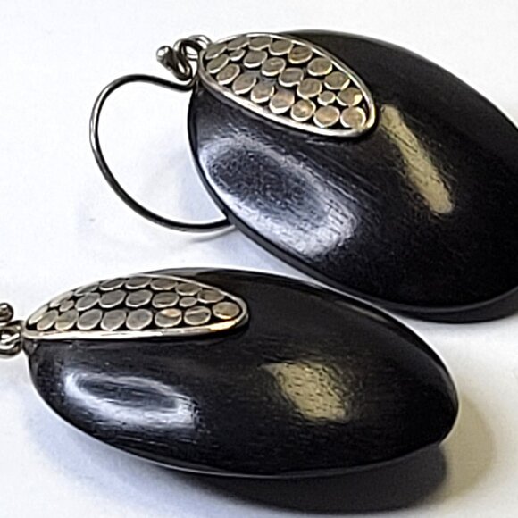 Teardrop Black Wood Inspired Earrings - Picture 6 of 9